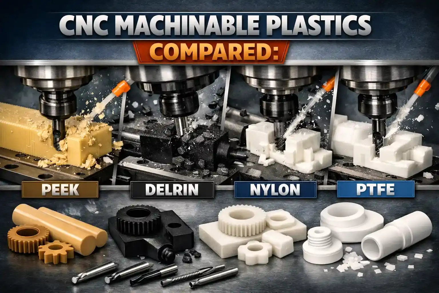 CNC Machinable Plastics Compared: PEEK, Delrin, Nylon and PTFE